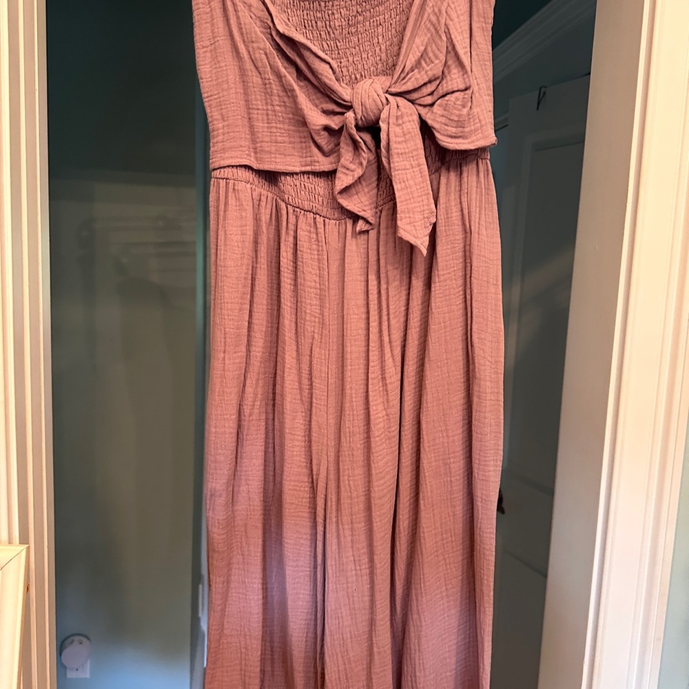 Elegant Mauve Strapless Jumpsuit L